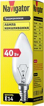 лампа накаливания Navigator NI-B-40-230-E14-CL - упаковка