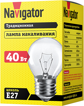 лампа накаливания Navigator NI-C-40-230-E27-CL - упаковка