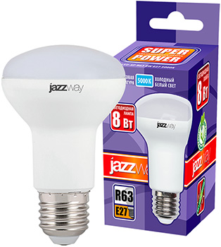 рефлекторная led лампа Jazzway PLED-SP R63 8w E27 5000K - внешний вид + упаковка