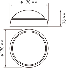 led светильник Jazzway PBH-PC-RA 12w - размеры