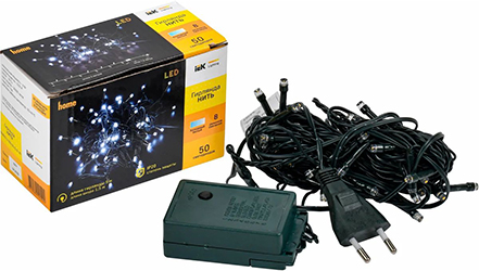 led гирлянда-нить IEK LGDB110-2-050-05-G-S-20 - внешний вид + упаковка