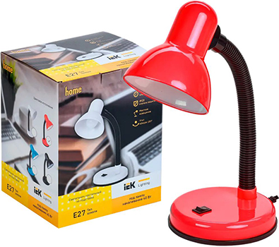 настольный светильник IEK 1002 красный - с упаковкой