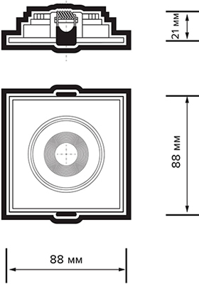 встраиваемый led светильник Jazzway PSP-S 411 1x8W 4000K 40° White IP40 Cardan - размеры
