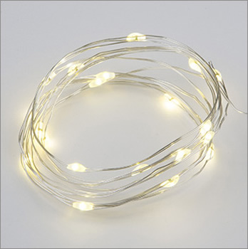 led гирлянда Uniel ULD-S0200-020/SCB/2AA Warm White IP20 Dew - включенная