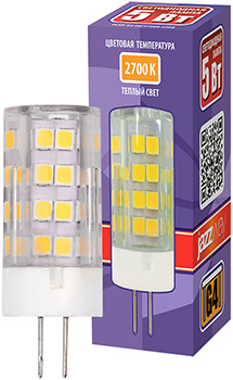 капсульная led лампа Jazzway PLED-G4 5w 2700К - внешний вид + упаковка