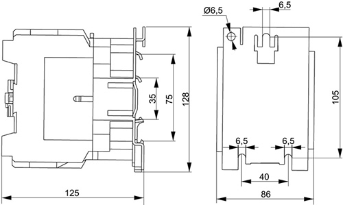 контактор КМИе-48012, КМИе-49512 IEK - размеры