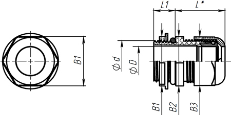 сальник PG IP54 EKF PROxima - размеры