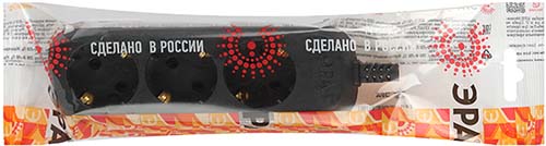 колодка 3-местная "Эра" KX-3е-B с з/к - упаковка