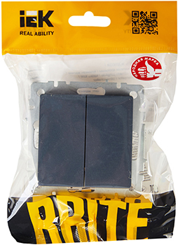 выключатель 2-клавишный проходной IEK ВС10-2-6-БрМ Brite - упаковка