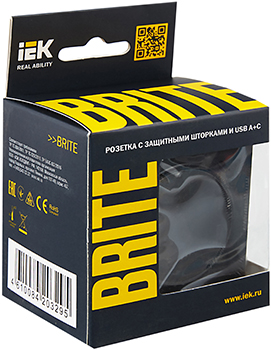 розетка 1-местная IEK РЮш11-1-БрЧ Brite - упаковка