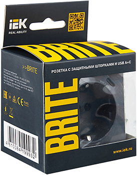 розетка 1-местная IEK РЮш11-1-БрМ Brite - упаковка