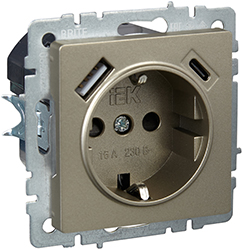 розетка 1-местная IEK РЮш11-1-БрШ Brite - внешний вид