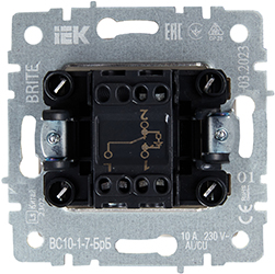 выключатель 1-клавишный проходной IEK ВС10-1-7-БрБ Brite - вид с тыльной стороны