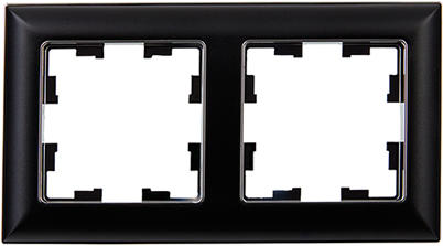 рамка 2-постовая IEK РУ-2-Бр Brite хром / черный - внешний вид