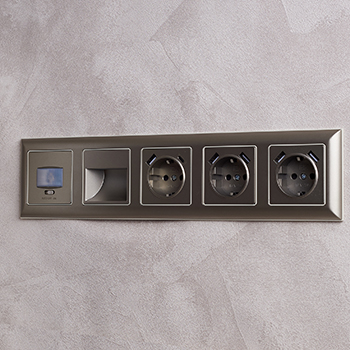 рамка 5-постовая IEK РУ-5-Бр Brite бежевый / шампань - пример установки