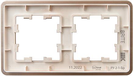 рамка 2-постовая IEK РУ-2-1-Бр металл шампань RE AL Brite - вид с тыльной стороны