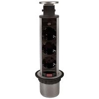 Блок розеточный 3-мест выдвижной серебро 250В 3,6кВт