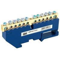 Шина нулевая 6*9 12групп DIN-изолятор синий на DIN-рейку IEK 