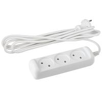 Удлинитель 3-мест 5м ПВС 2*0,75 белый ЭРА