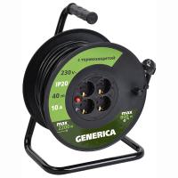 Удлинитель 4-мест 40м ПВС 3*1 черный катушка IP20 GENERICA (IEK) аналог9492641