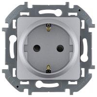 купить Инспириа алюминий розетка скрытая 1-мест заземление шторки IP20  в Сыктывкаре Инспириа алюминий розетка скрытая 1-мест заземление шторки IP20