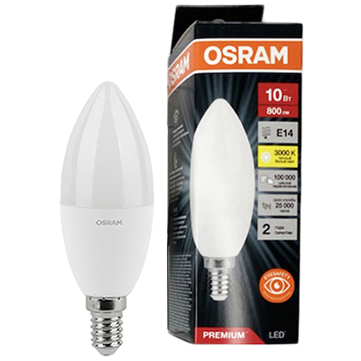 купить Лампа свеча свд Е14 10Вт 3000К 800лм B39 матовая Osram LED Value black в Сыктывкаре Лампа свеча свд Е14 10Вт 3000К 800лм B39 матовая Osram LED Value black
