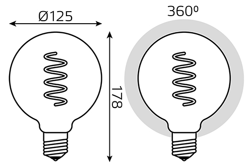 купить Лампа декор свд Е27 5Вт 1800К 190лм G125 розовая филамент Gauss  в Сыктывкаре Лампа декор свд Е27 5Вт 1800К 190лм G125 розовая филамент Gauss