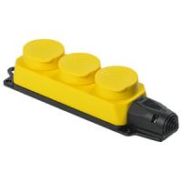 Колодка 3-мест 16А желтый каучук заземление IP44 IEK
