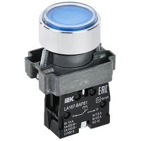 Кнопка LA167-BAF61 22мм 1НО синяя IEK