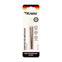 Сверло по металлу 3,0мм кобальт KRANZ 2 шт. в блистере