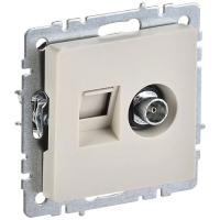 BRITE Роз. двойная TV+RJ45 кат.5E РТВ/РК12-БрКр беж. IEK