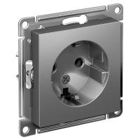 AtlasDesign сталь розетка скрытая 1-мест заземление IP20 