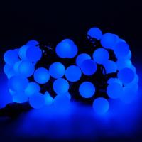 Гирлянда нить 10м синий 70свд соединяемая IP44 черный провод шарики (до 3мод)