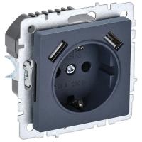 BRITE Роз. с з/к/ш 16А с USB A+A 3,1А РЮш10-2-БрМ мар. IEK