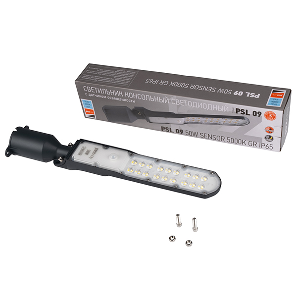 Светильник консольный ДКУ PSL 09  50W SENSOR 5000K GR IP65 Jazzway