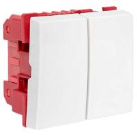 Выключатель кабель-канал 2кл 2мод белый 10А IP00 EKF С-лайн