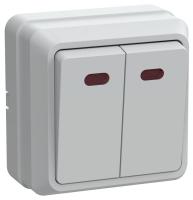купить Октава выключатель открытая белый 2кл 10А с подсветкой IP20  в Сыктывкаре Октава выключатель открытая белый 2кл 10А с подсветкой IP20