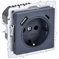 BRITE Роз. с з/к/ш 16А с USB A+C 18Вт РЮш11-1-БрМ мар. IEK