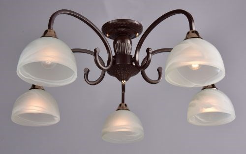 Светильник потолочный (люстра) 5*60Вт E27 коричневый/золото Краковяк