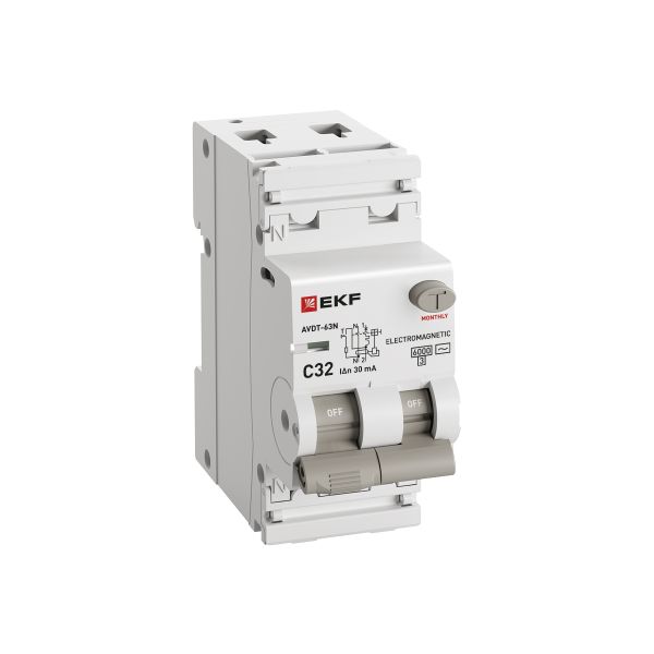 Дифавтомат 2Р 32А C тип AC 30мА 6кА 2мод АВДТ-63N EKF PROxima