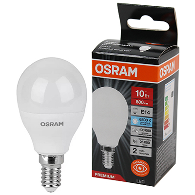 купить Лампа шар свд Е14 10Вт 6500К 800лм P45 матовый Osram LED Value black в Сыктывкаре Лампа шар свд Е14 10Вт 6500К 800лм P45 матовый Osram LED Value black