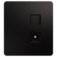 MIELE ROUND Розетка компьютерная RJ45 кат6 + TV с/у черная KRANZ