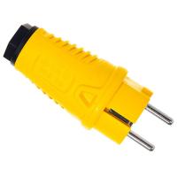Вилка 16А прямая заземление желтый Резина  IP44 PCE маркер черный