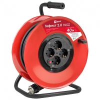 Удлинитель 4-мест 40м КГ 3*1,5 красный катушка IP20 EKF 