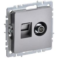 BRITE Роз. двойная TV+RJ45 кат.5E РТВ/РК12-БрС сталь IEK