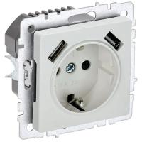 BRITE Роз. с з/к/ш 16А с USB A+A 3,1А РЮш10-2-БрЖ жемч. IEK