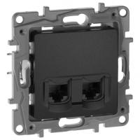 Этика антрацит розетка RJ45 скрытая 2-ая cat5e UTP