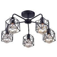 Светильник потолочный (люстра) 5*60Вт E27 черный лофт