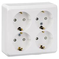 купить Этюд белый розетка открытая 4-мест заземление шторки IP20  в Сыктывкаре Этюд белый розетка открытая 4-мест заземление шторки IP20