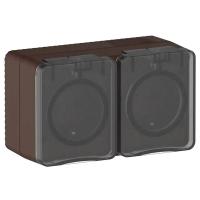 AtlasDesign Profi54 коричневый розетка открытая 2-мест заземление шторки IP54 